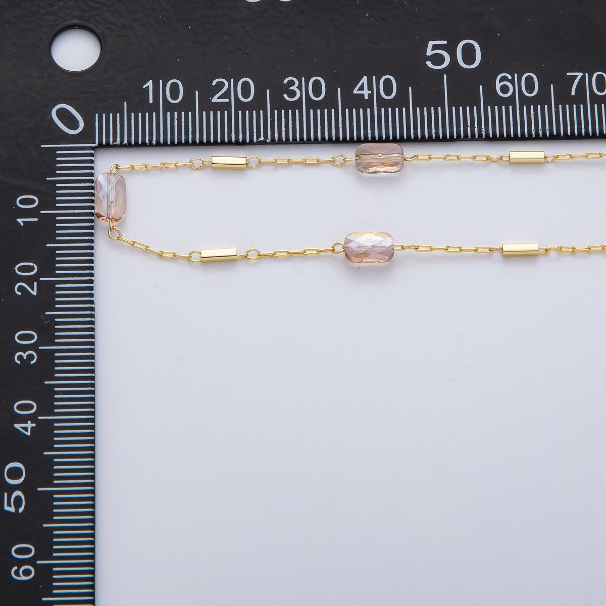 Wholesale Gold AB Crystal Beaded Chain Roll | Faceted Glass Beads on 24k Gold Filled Chain | Jewelry Supply by the Yard | ROLL-1780
