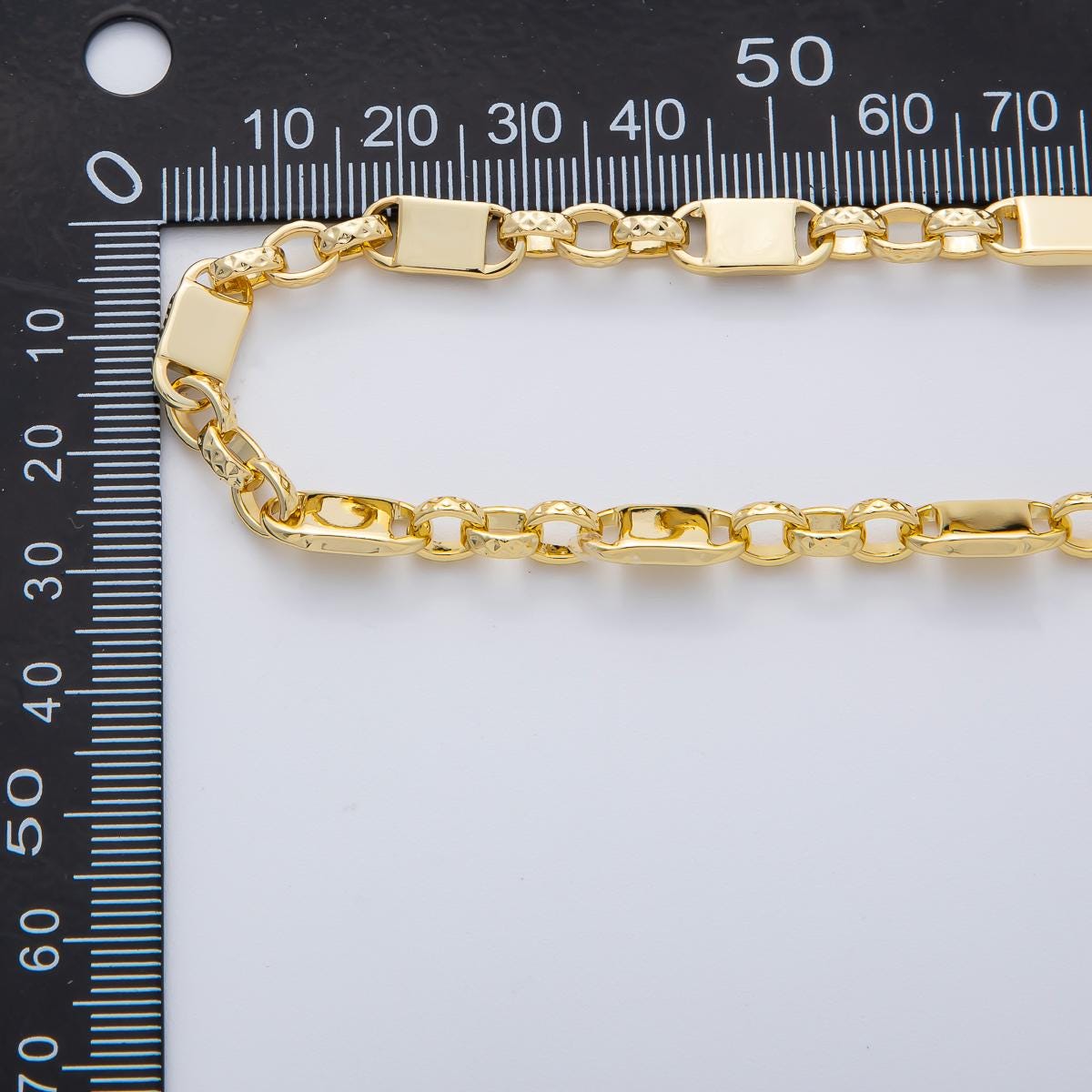 Gold Rectangle Link Chain by the Yard | 24k Gold Filled Flat Bar Chain | Modern Geometric Chain for Necklace Bracelet Making ROLL-1773