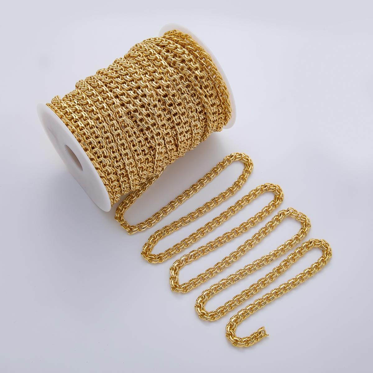 Dainty Fancy Cable Chain Link in 24k Gold Filled Unfinished chain by Yard Wholesale Bulk Chain ROLL-1774