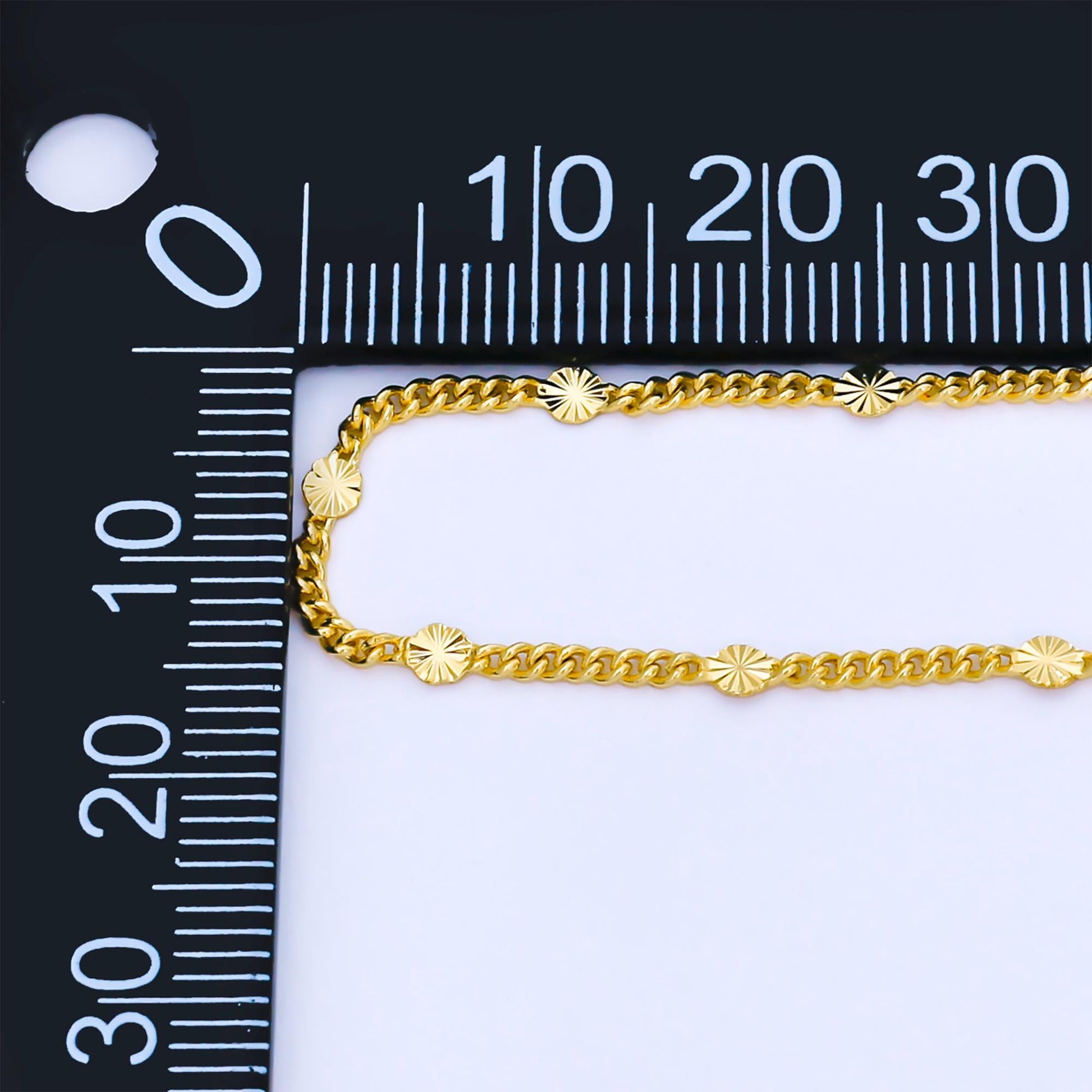 24K Gold Filled 2.6mm Curb Chain with Sunburst-Style Links by Yard DIY Dainty Jewelry Making for Necklace Bracelet Bag Chain | Roll-1999