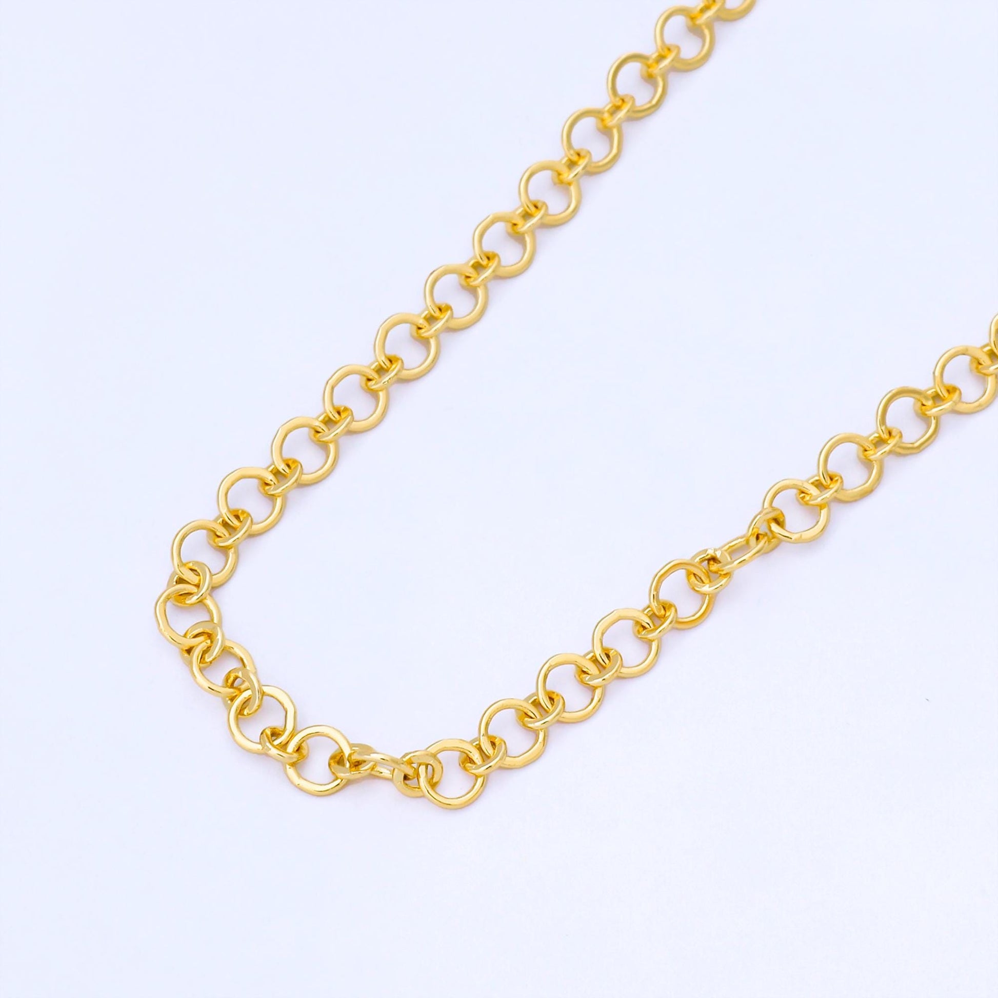 24K Gold Filled 4.2mm Shiny Rolo Chain by Yard Round Link Chain DIY Jewelry Making for Necklace Bracelet Bulk Chain | Roll-1997