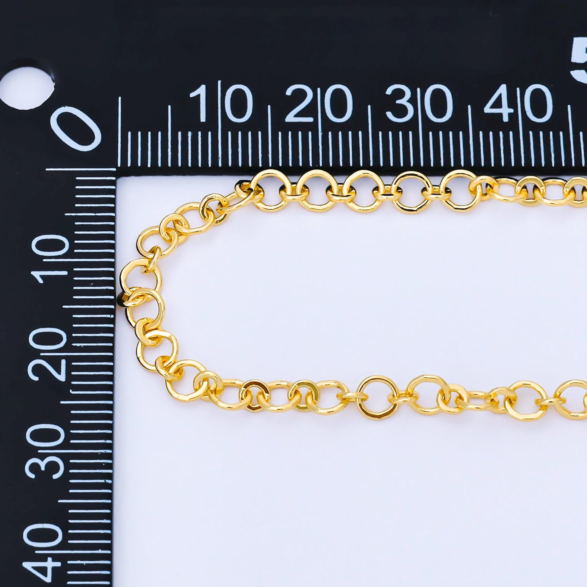 24K Gold Filled 4.2mm Shiny Rolo Chain by Yard Round Link Chain DIY Jewelry Making for Necklace Bracelet Bulk Chain | Roll-1997