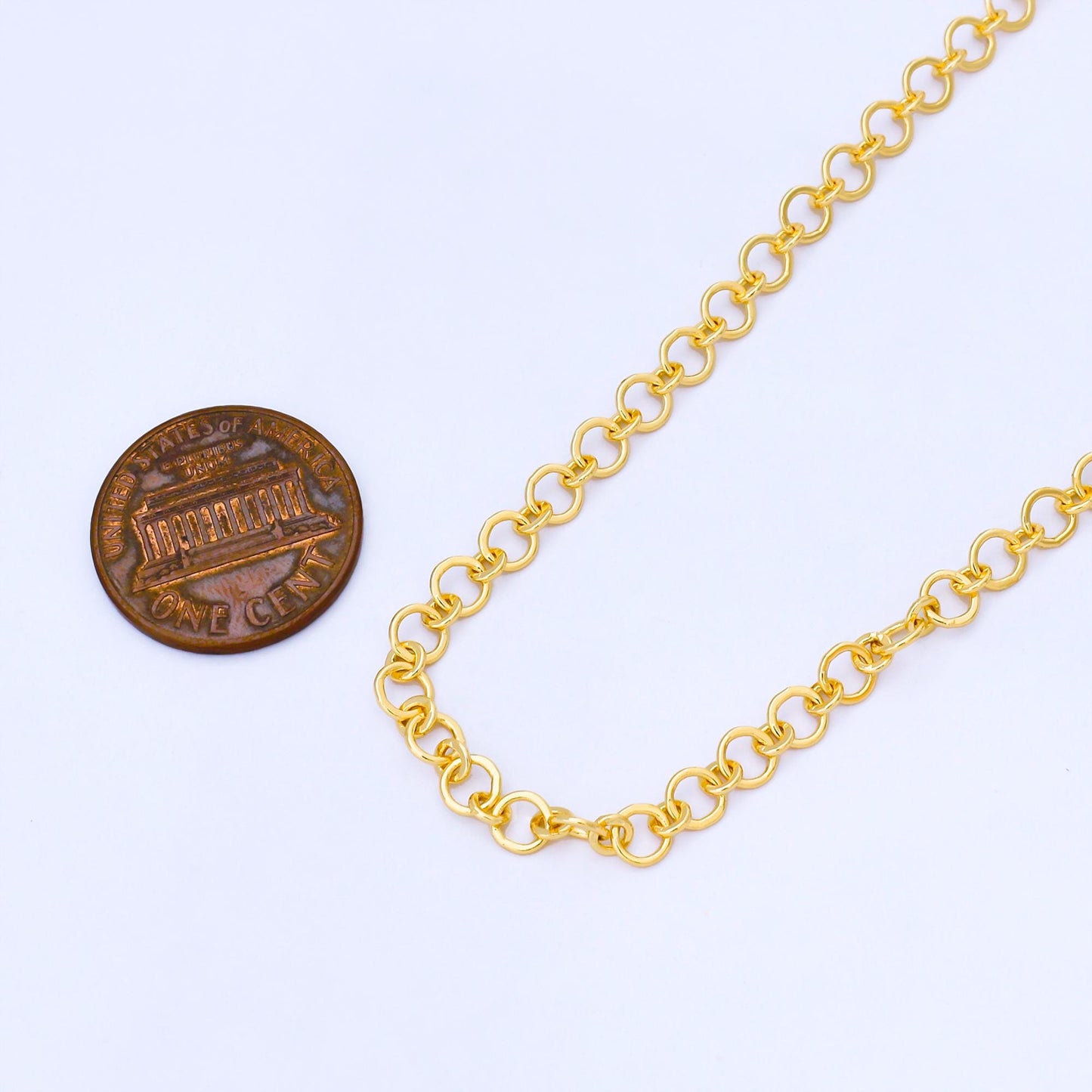 24K Gold Filled 4.2mm Shiny Rolo Chain by Yard Round Link Chain DIY Jewelry Making for Necklace Bracelet Bulk Chain | Roll-1997