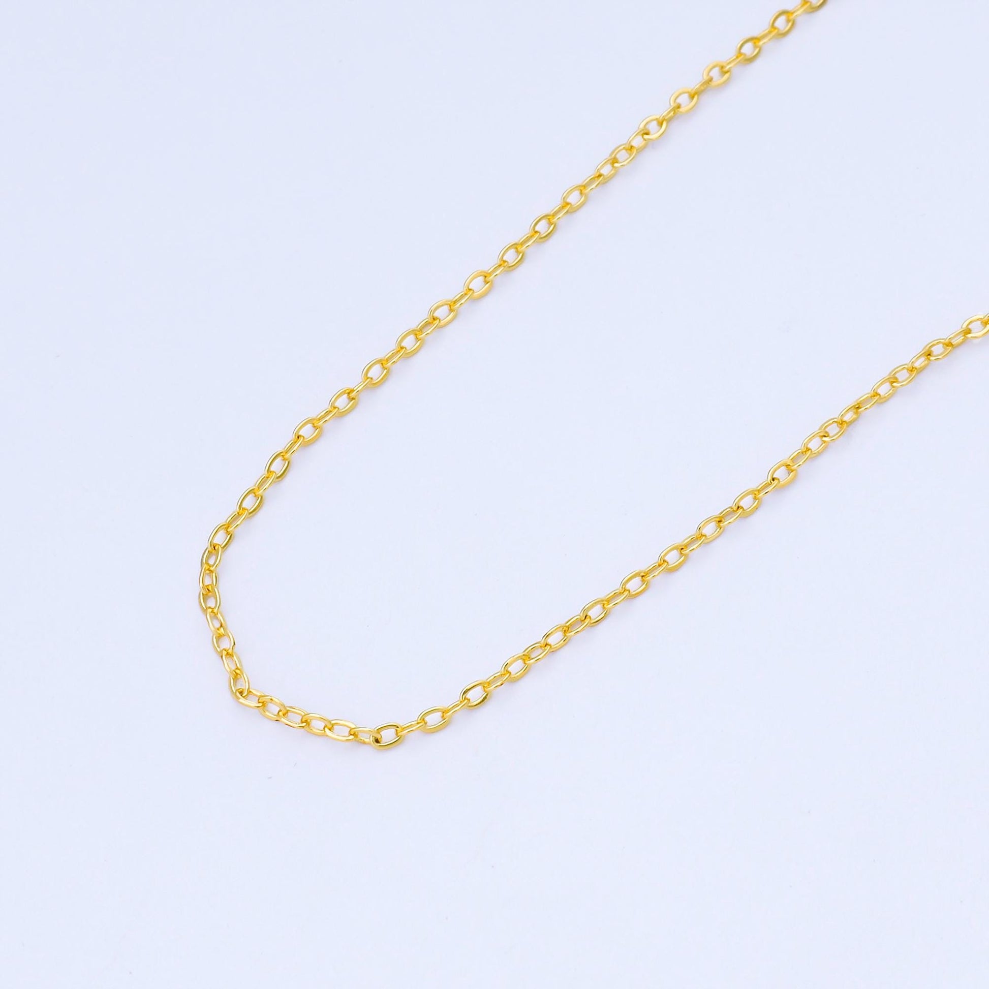 24k Gold Rolo Cable Chain Oval Link Chain by Yard Wholesale Bulk Roll Chain DIY Jewelry Making Supply Necklace Bracelet Bags | Roll-2004