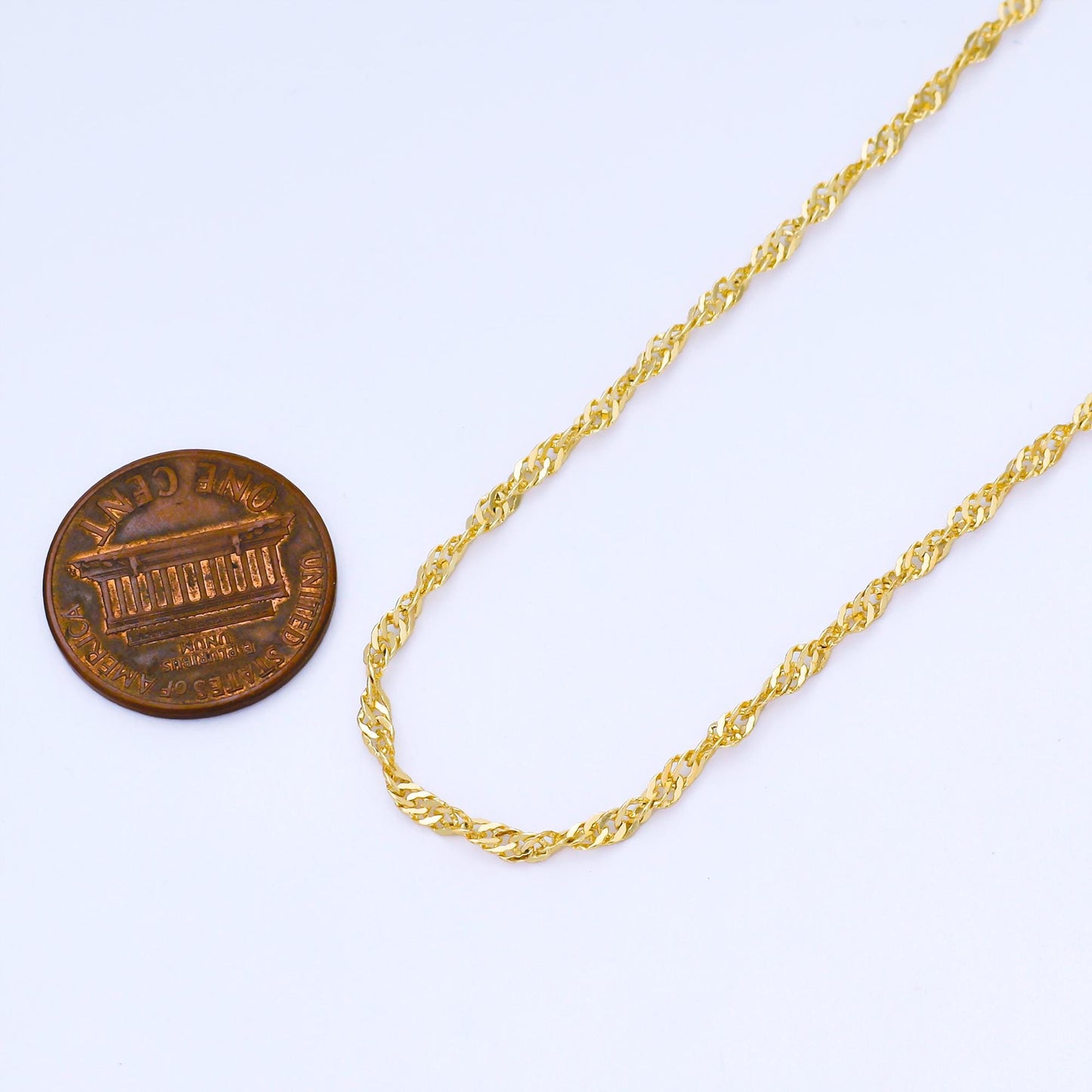 24K Gold Filled 2.1mm Shiny Rope Chain by Yard Twisted Rope Chain DIY Jewelry Making Supplies Necklace Bracelet | Roll-2005