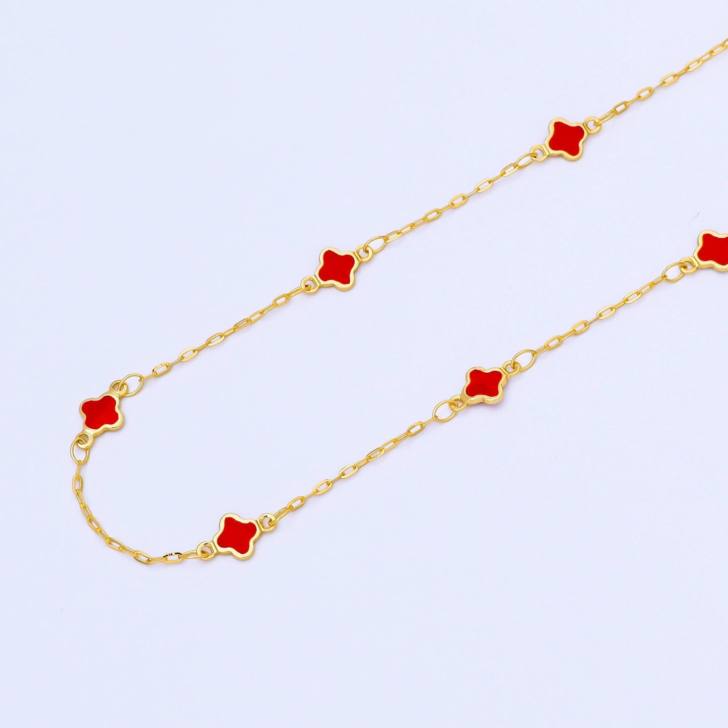 24K Gold Filled Dainty 1.5mm Enamel Lucky Clover Unfinished Satellite Chain by Yard for Jewelry Making Necklace Bracelet | Roll-2006