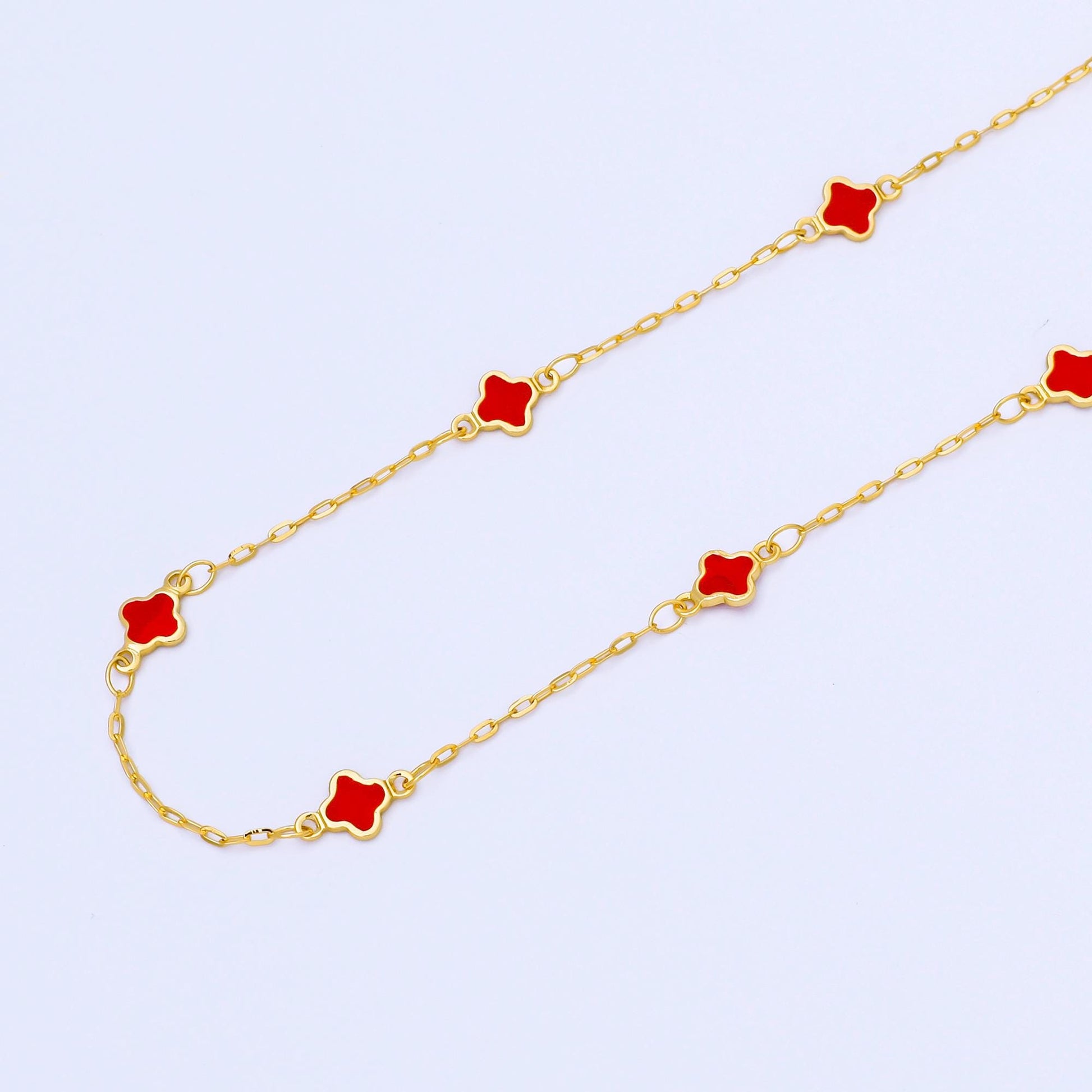 24K Gold Filled Dainty 1.5mm Enamel Lucky Clover Unfinished Satellite Chain by Yard for Jewelry Making Necklace Bracelet | Roll-2006
