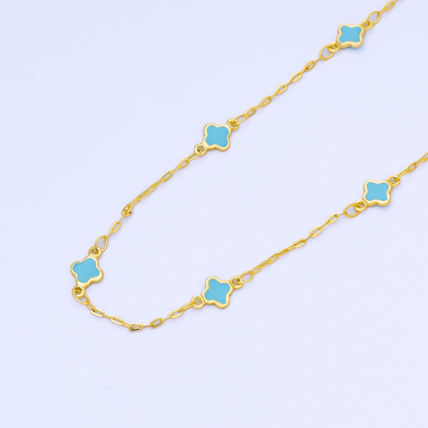 24K Gold Filled Dainty 1.5mm Enamel Lucky Clover Unfinished Satellite Chain by Yard for Jewelry Making Necklace Bracelet | Roll-2006