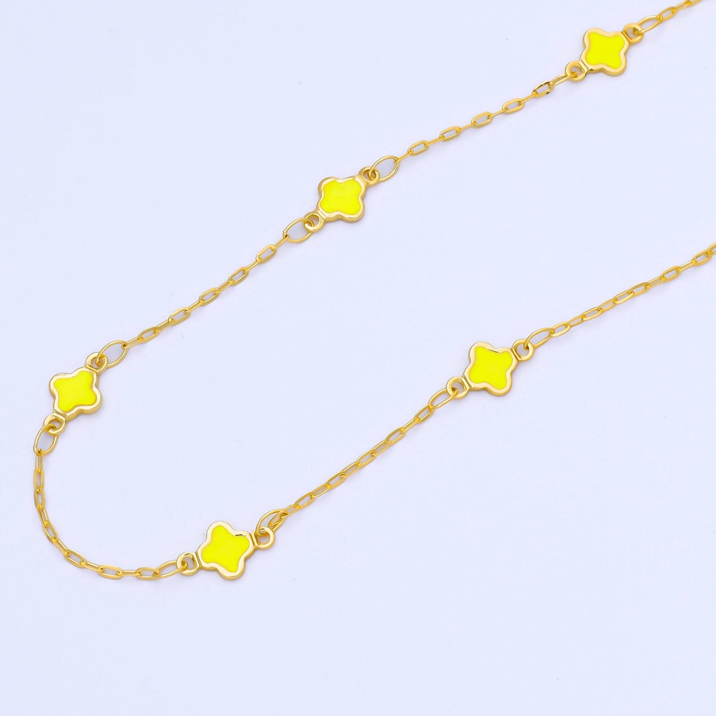 24K Gold Filled Dainty 1.5mm Enamel Lucky Clover Unfinished Satellite Chain by Yard for Jewelry Making Necklace Bracelet | Roll-2006