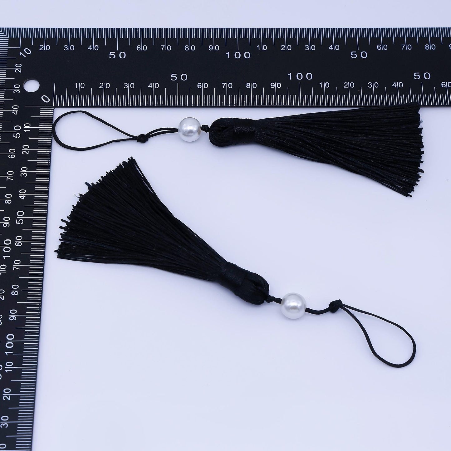 24k Black Silk Tassel with Pearl Accent Elegant Hanging Tassel for Jewelry Home Decor Bookmarks or Handbag Charms Graduation Caps | Z1493
