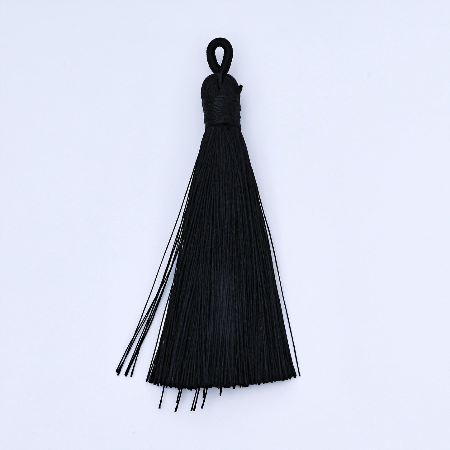 24k Black 83mm Silk Tassel with Gold & Silver Metal Loop Fringe Tassel for Jewelry Bookmarks Handbag Charms Graduation Caps | Z1494