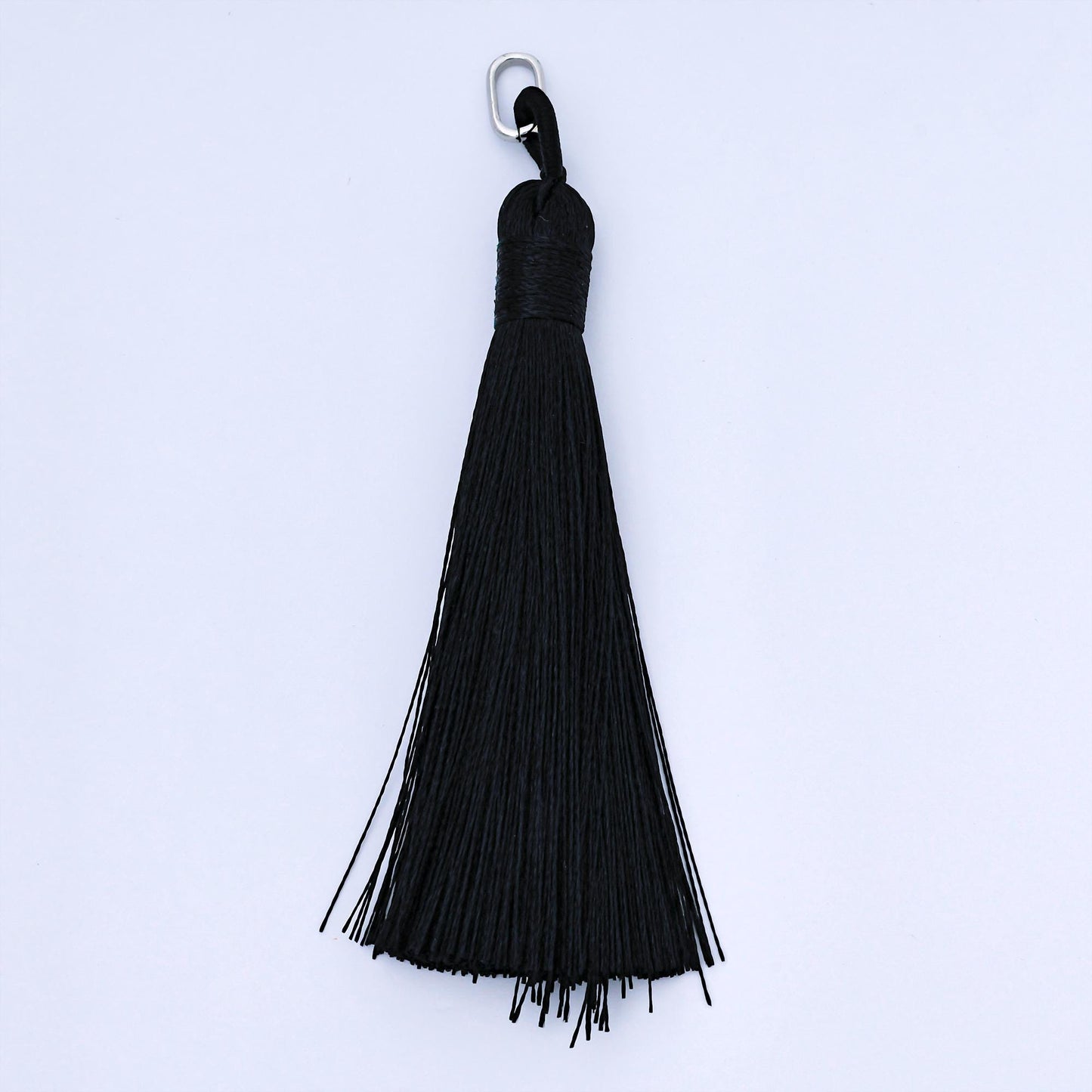 24k Black 83mm Silk Tassel with Gold & Silver Metal Loop Fringe Tassel for Jewelry Bookmarks Handbag Charms Graduation Caps | Z1494