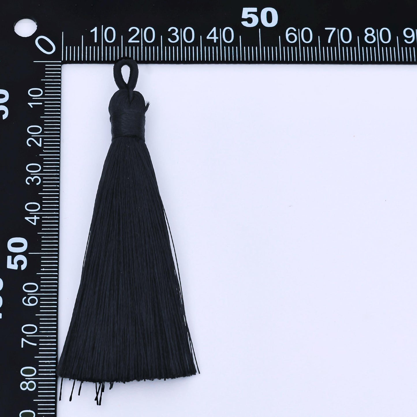 24k Black 83mm Silk Tassel with Gold & Silver Metal Loop Fringe Tassel for Jewelry Bookmarks Handbag Charms Graduation Caps | Z1494