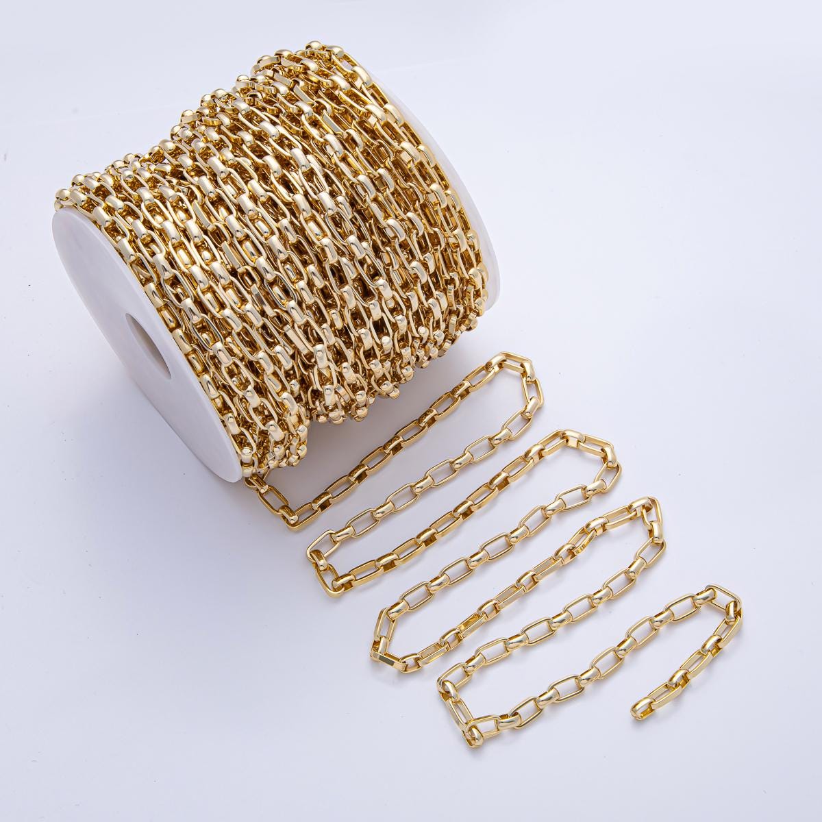 16K Gold Filled 11mm Thick Elongated Paperclip Unfinished Chain Yard Modern Link Chain Necklace Jewelry Making Layering Charms | Roll-1783