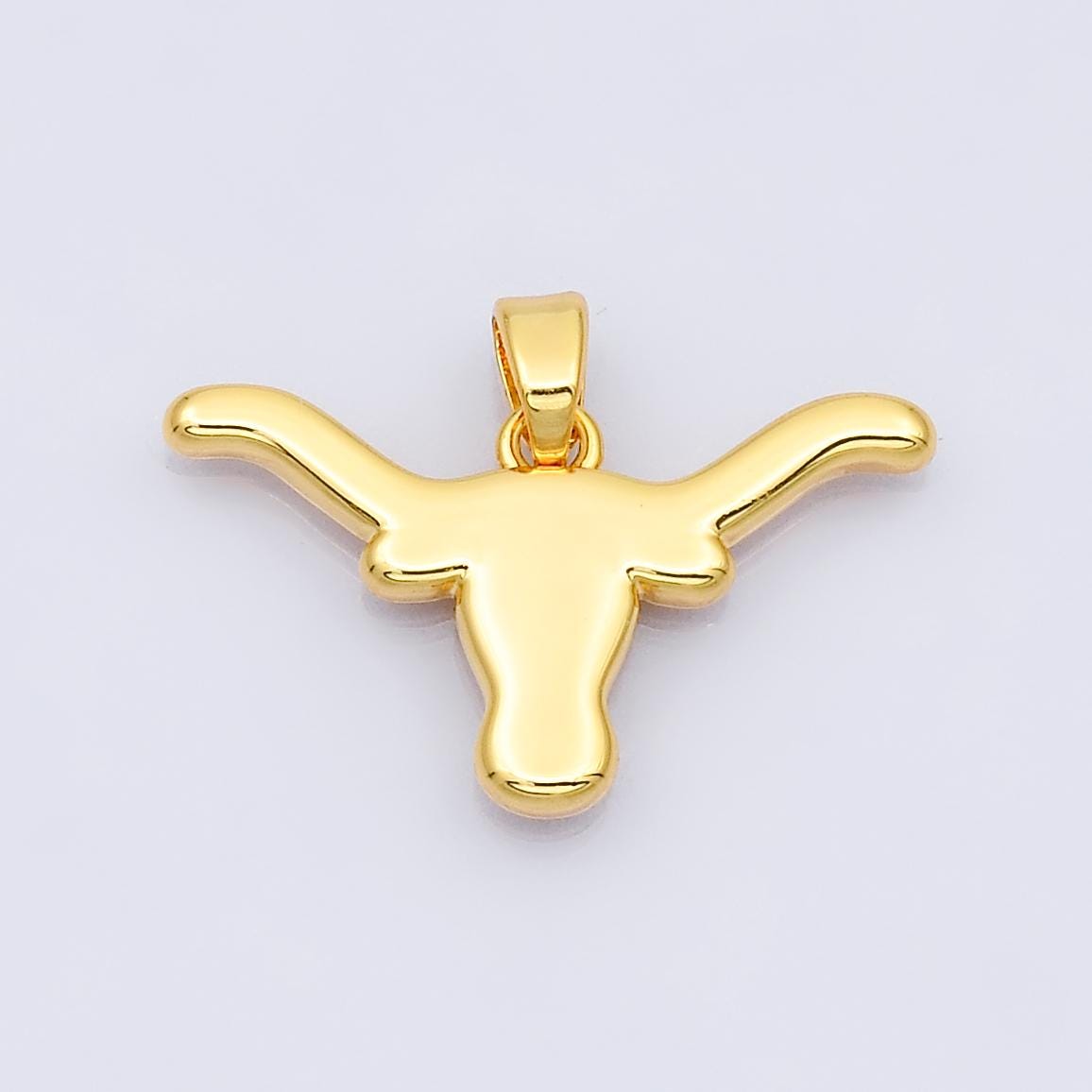 24k Gold Filled Longhorn Bull Head Pendant Charm Texas Jewelry Inspired Travel Animal Charm I816