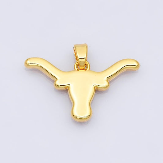 24k Gold Filled Longhorn Bull Head Pendant Charm Texas Jewelry Inspired Travel Animal Charm I816