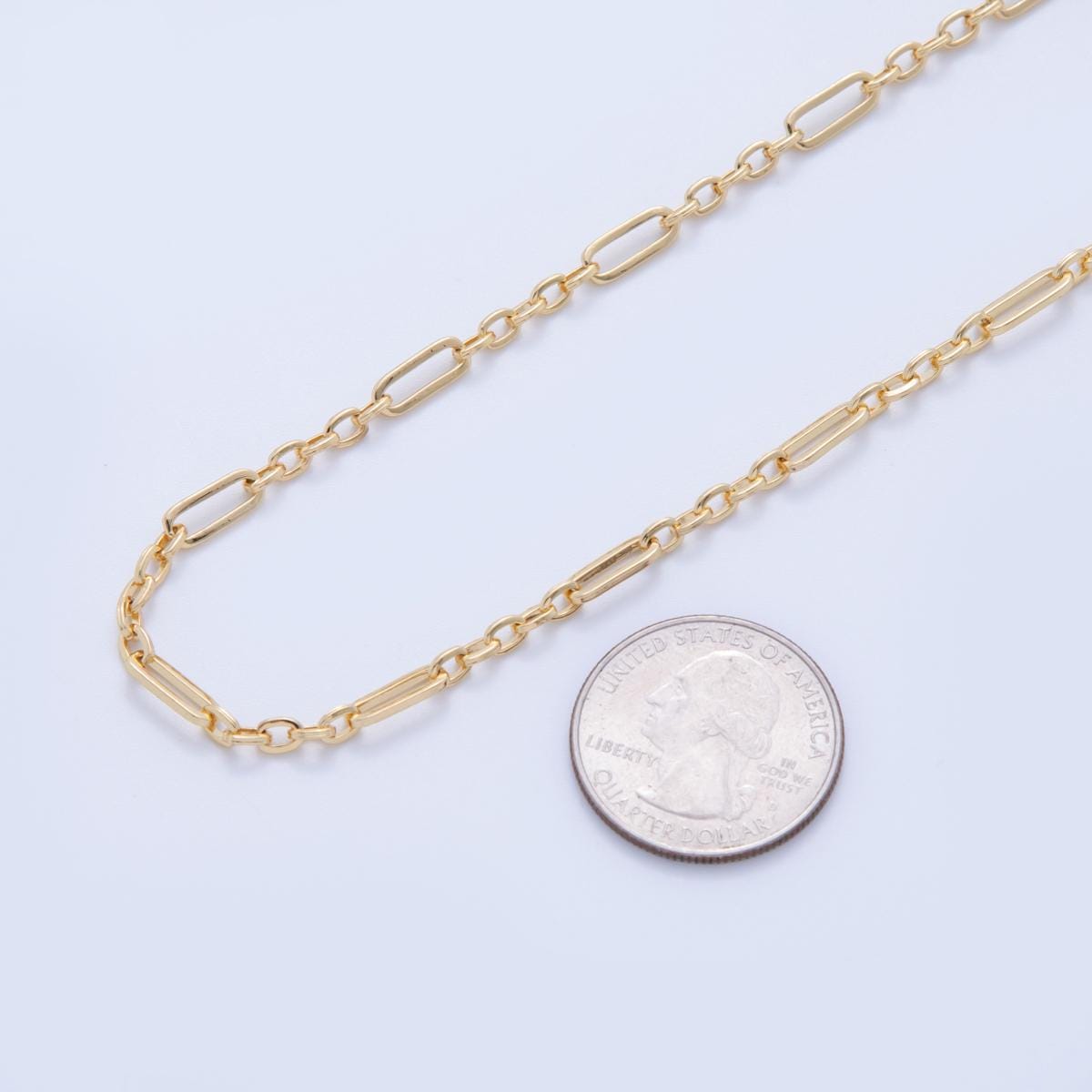 16K Gold Filled Geometric Infinity Paperclip Unfinished Chain by Yard | Roll-1583