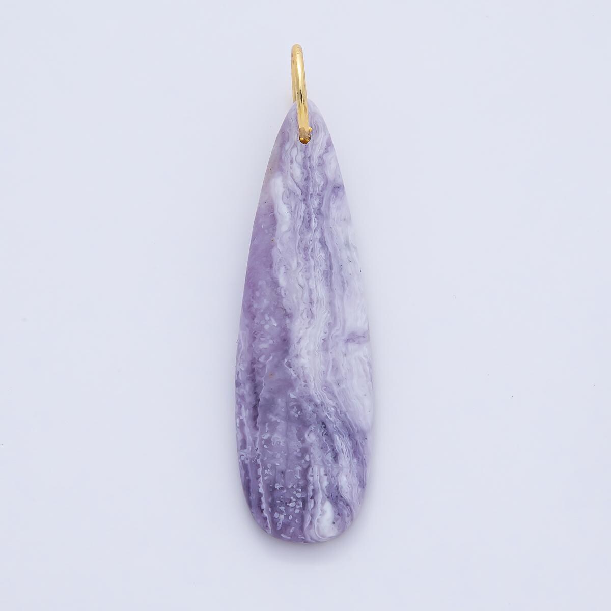 18K Gold Filled Lagoon Jasper Charoite Teardrop Gemstone Charm Natural Healing Stone Pendant DIY Jewelry Necklace Bracelet Earrings | AF1592