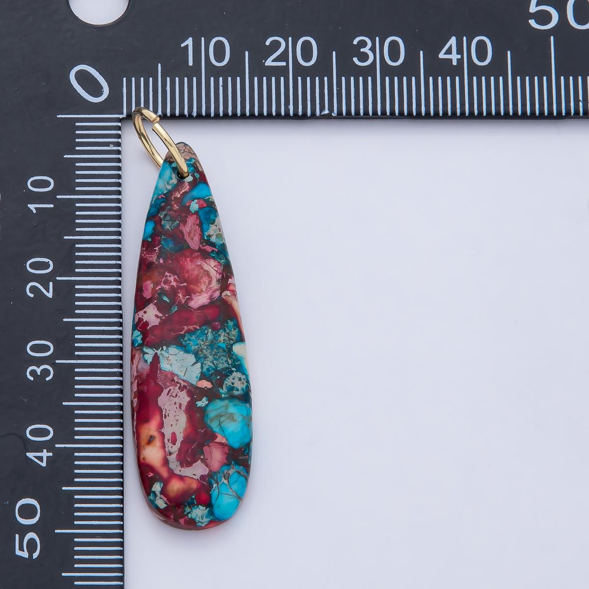 18K Gold Filled Lagoon Jasper Charoite Teardrop Gemstone Charm Natural Healing Stone Pendant DIY Jewelry Necklace Bracelet Earrings | AF1592