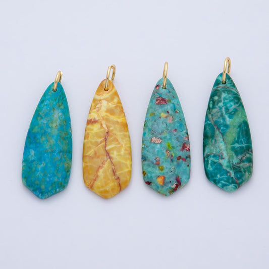 18K Gold Filled Turquoise and Yellow Teardrop Gemstone Charm Natural Healing Stone Pendant DIY Jewelry Necklace Earrings Supply | AF1490