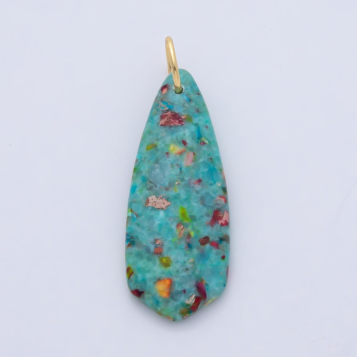 18K Gold Filled Turquoise and Yellow Teardrop Gemstone Charm Natural Healing Stone Pendant DIY Jewelry Necklace Earrings Supply | AF1490