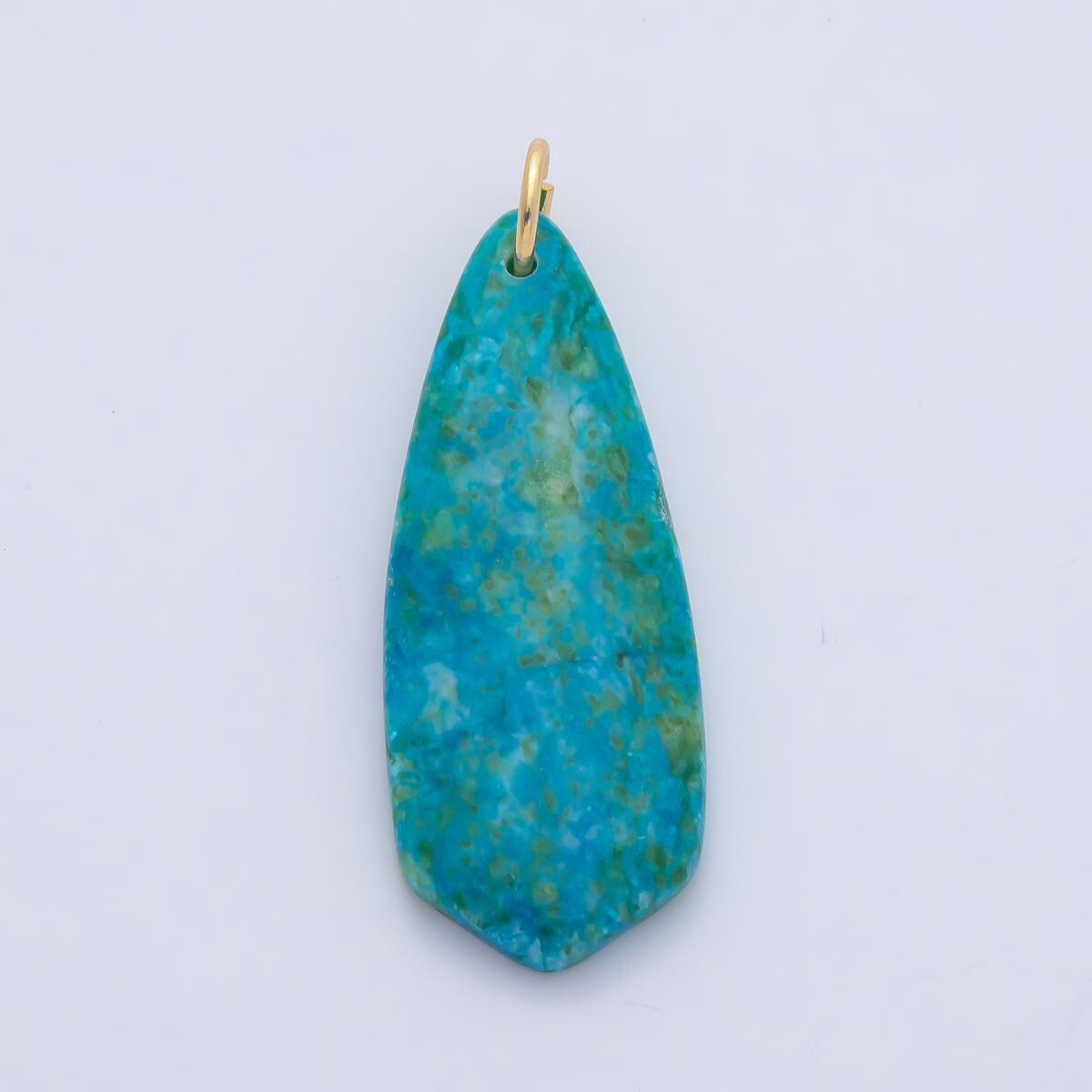 18K Gold Filled Turquoise and Yellow Teardrop Gemstone Charm Natural Healing Stone Pendant DIY Jewelry Necklace Earrings Supply | AF1490