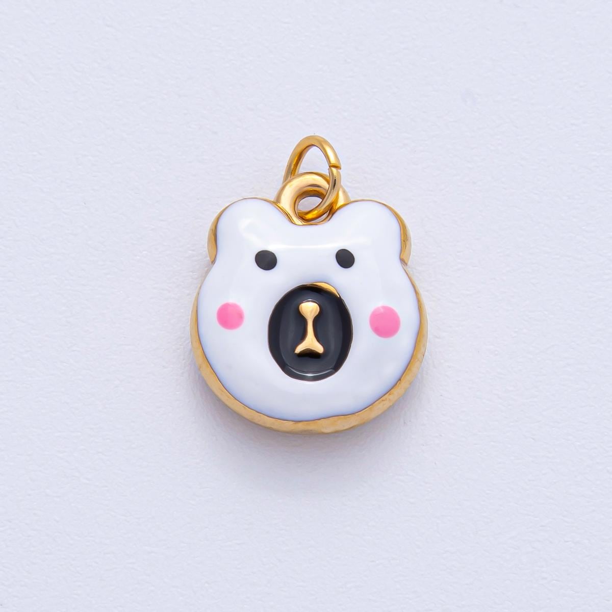 Stainless Steel 15mm Brown Red Green White Enamel Teddy Bear Charm Animal Art DIY Necklace Bracelet Earring Making Jewelry Supplies | J865