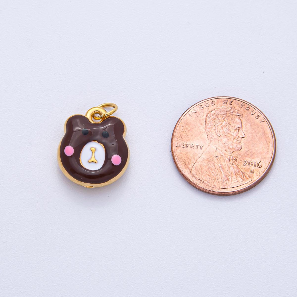 Stainless Steel 15mm Brown Red Green White Enamel Teddy Bear Charm Animal Art DIY Necklace Bracelet Earring Making Jewelry Supplies | J865