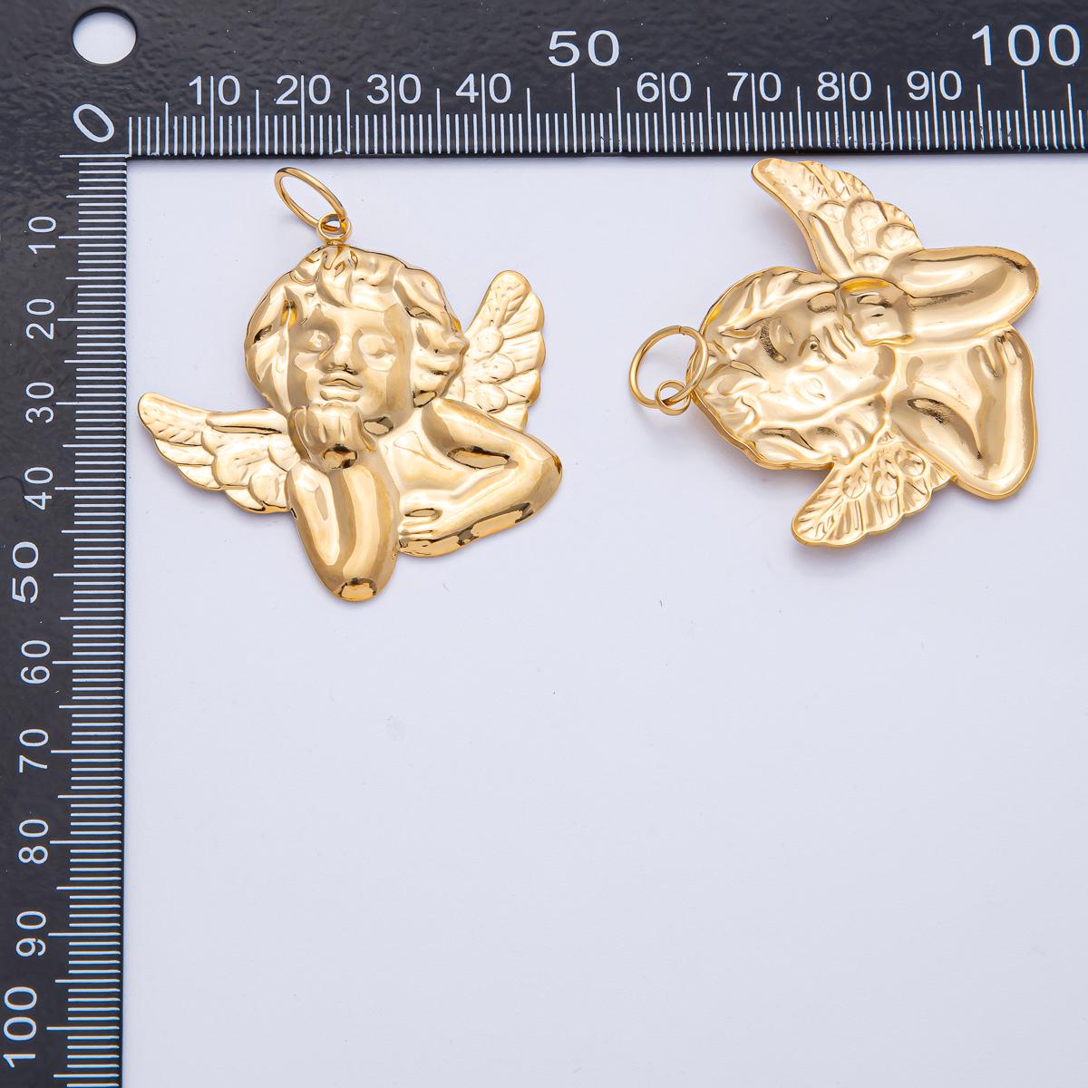 Stainless Steel 41.5mm Cherub Baby Angel Heaven Sent Statement Charm DIY Jewelry Supply Necklace Bracelet Earrings Dainty Accessory | J906