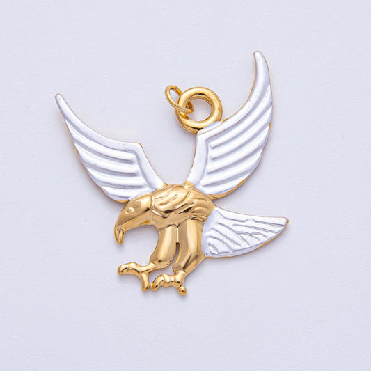 Stainless Steel 35.6mm Eagle Bird Mixed Metal Statement Charm Craft Supply for Bold Jewelry Design Symbol of Strength & Freedom | J913