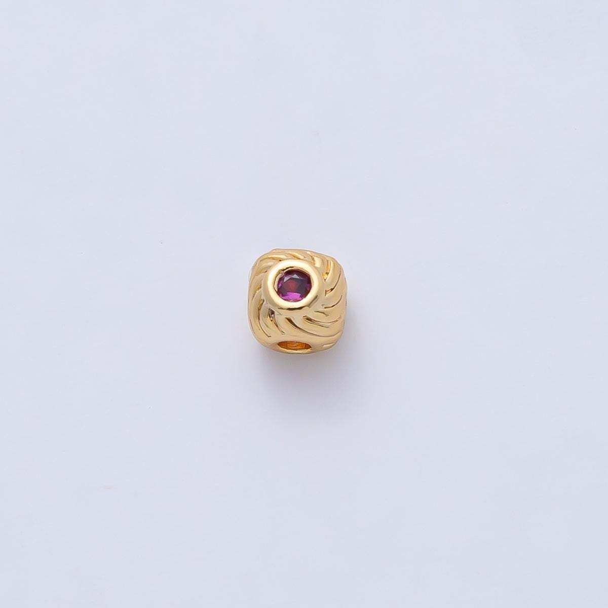 18K Gold Filled 4.2mm Fuchsia Blue CZ Curled Line Bead DIY Micro Gem Spacer DIY Jewelry Making Supply for Necklace & Bracelet | B522