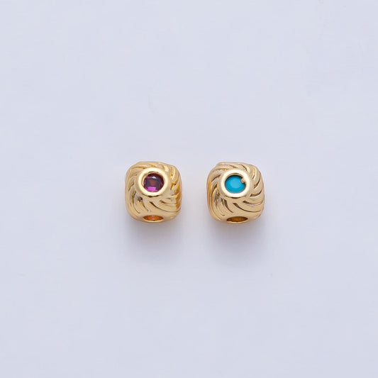 18K Gold Filled 4.2mm Fuchsia Blue CZ Curled Line Bead DIY Micro Gem Spacer DIY Jewelry Making Supply for Necklace & Bracelet | B522