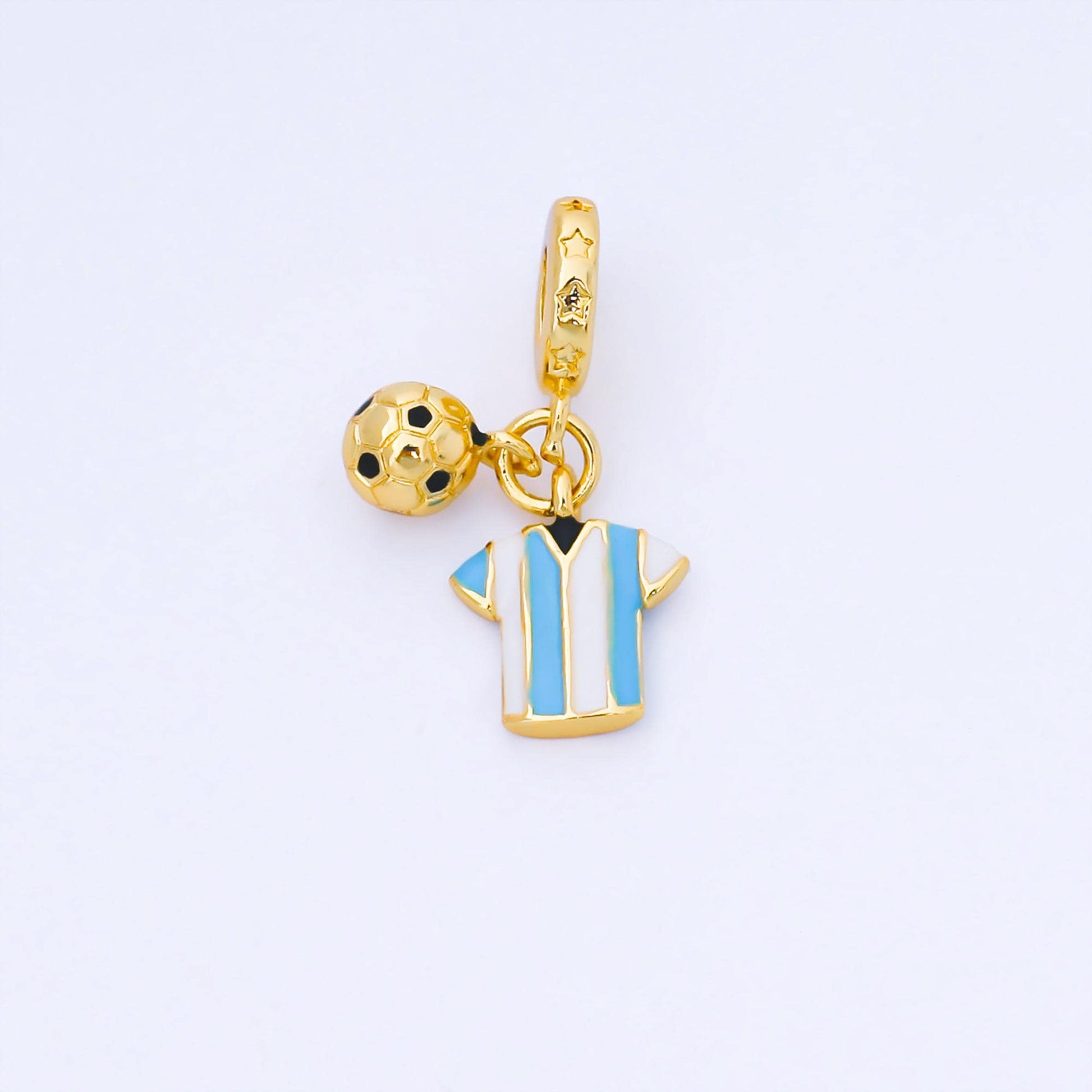 24k gold filled mini soccer ball charm sport theme rondelle bail for drop pendant bracelet Argentina fan inspired jersey | AF1567