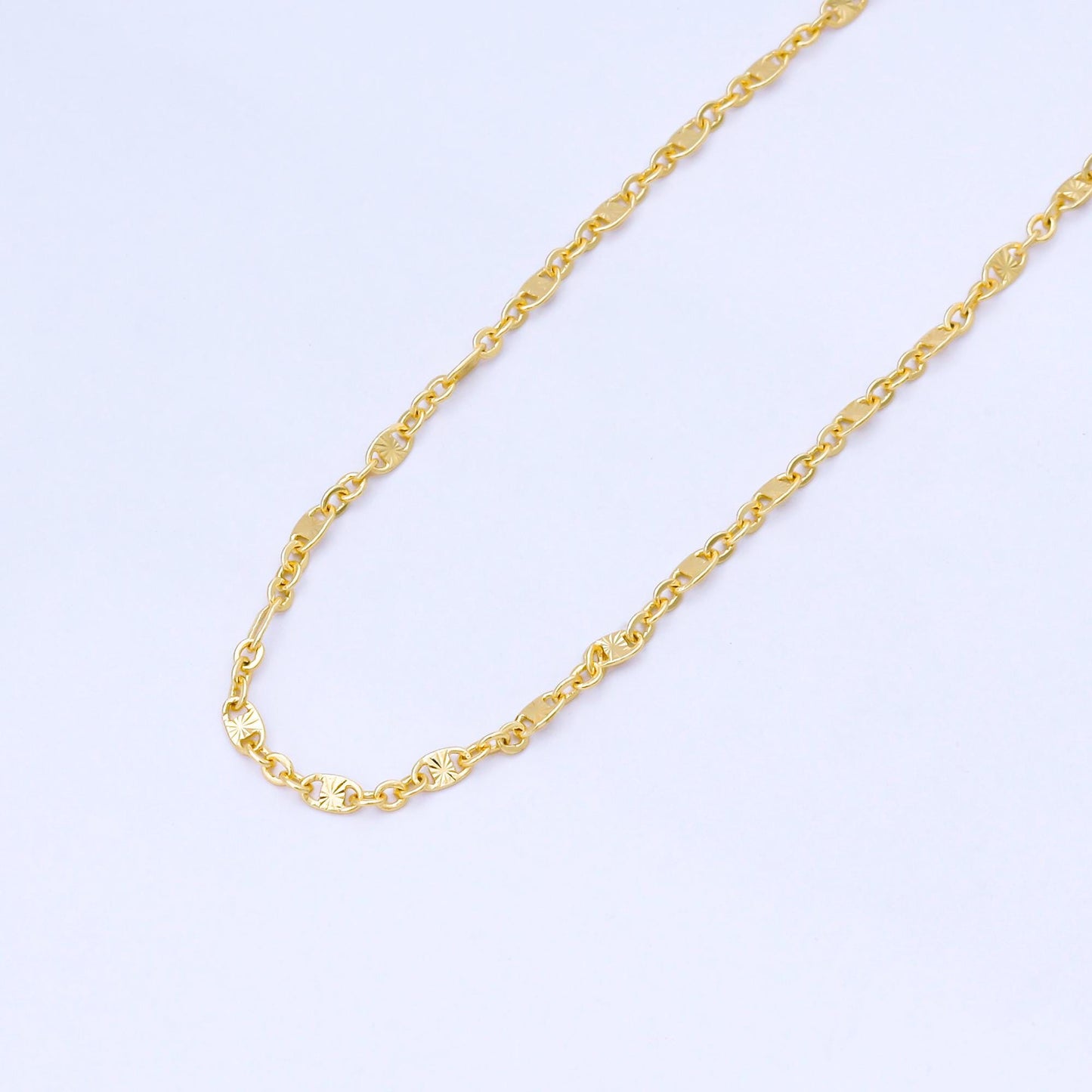24K Gold Filled Drawn Cable Starburst Chain Unfinished Chain by Yard | Roll-1739