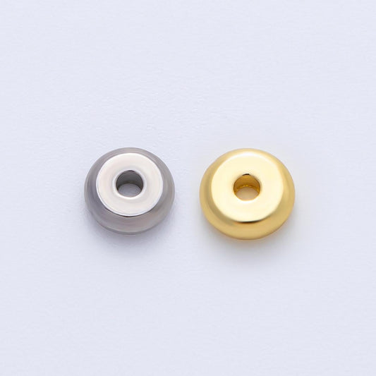 Gold 6mm Tiny Donut Rondelle Minimalist Spacer Bead in Gold & Silver 10pcs | B043