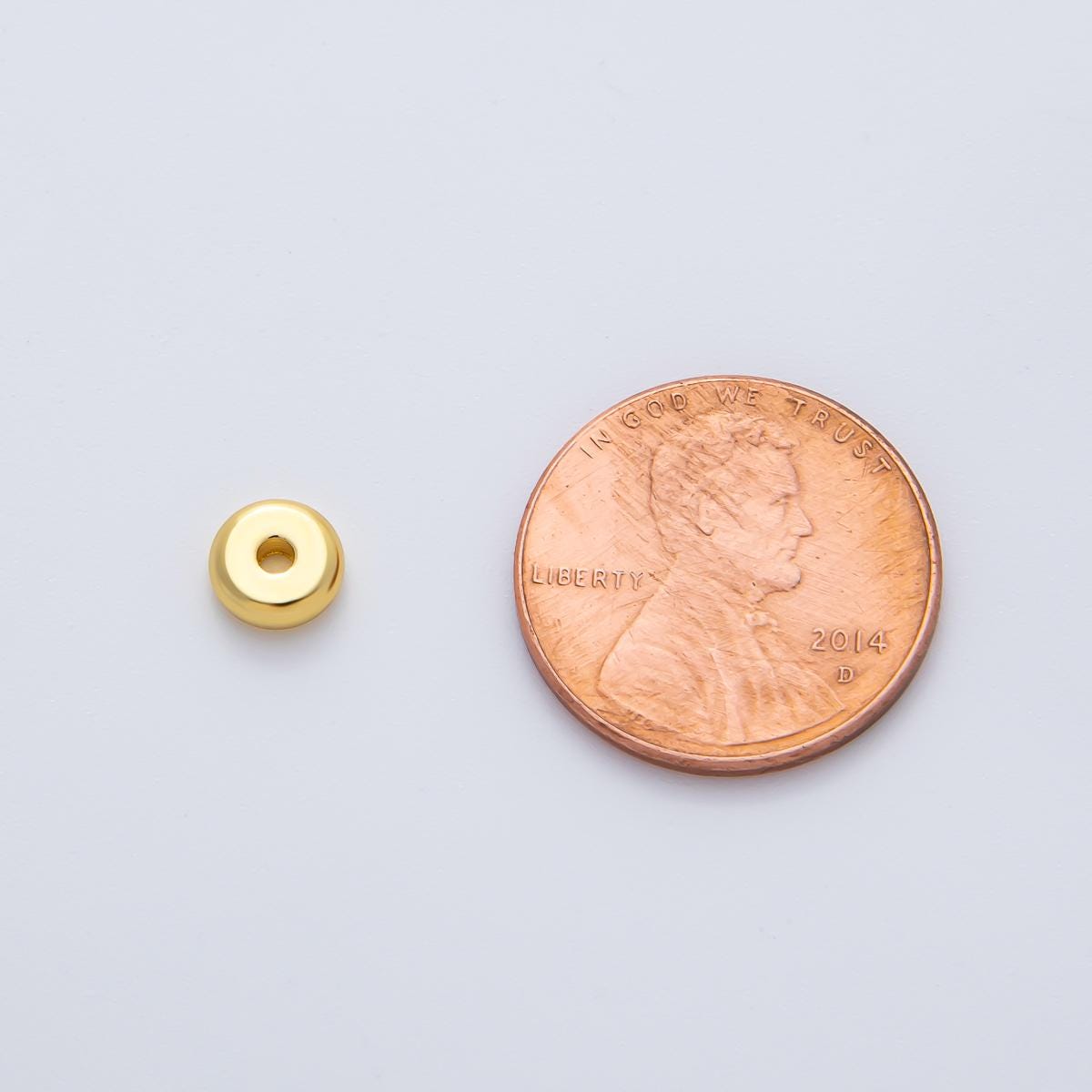 Gold 6mm Tiny Donut Rondelle Minimalist Spacer Bead in Gold & Silver 10pcs | B043