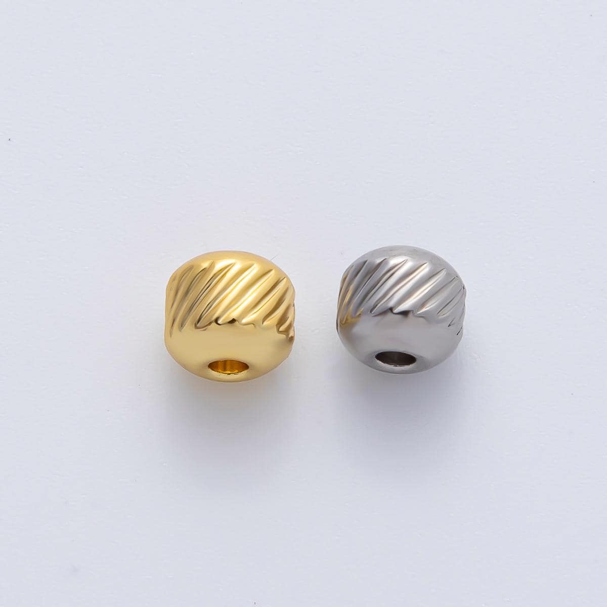 Gold 5mm Revolving Pattern Chunky Rondelle Minimalist Spacer Bead in Gold & Silver 10 pcs | B047