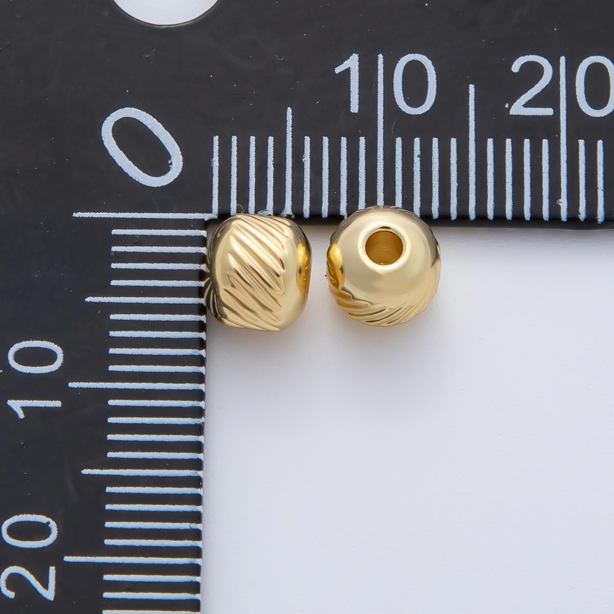 Gold 5mm Revolving Pattern Chunky Rondelle Minimalist Spacer Bead in Gold & Silver 10 pcs | B047