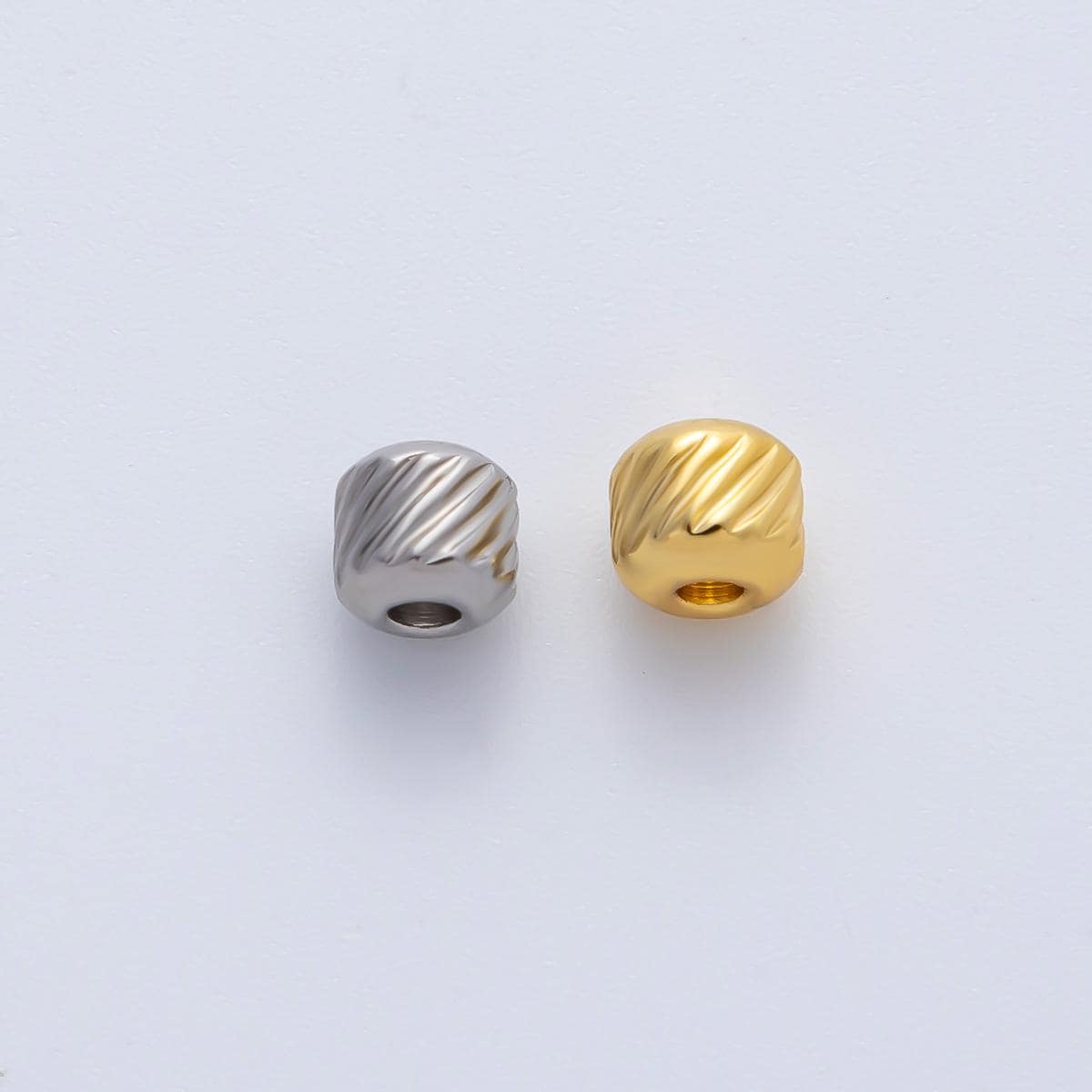 Gold 4.5mm Revolving Pattern Tiny Rondelle Minimalist Spacer Bead in Gold & Silver 10pcs | B066
