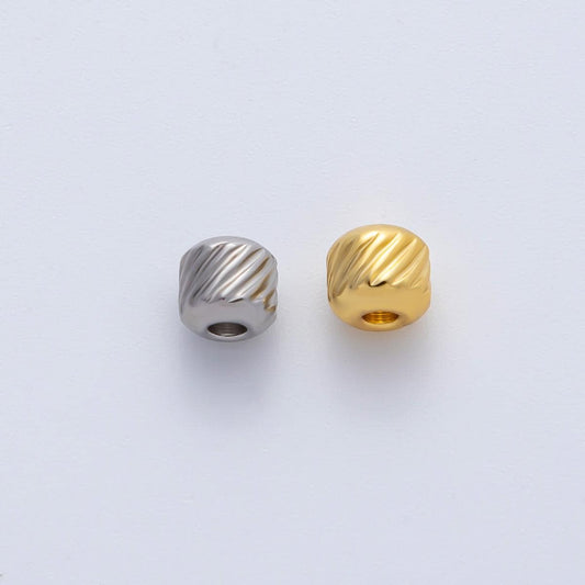 Gold 4.5mm Revolving Pattern Tiny Rondelle Minimalist Spacer Bead in Gold & Silver 10pcs | B066