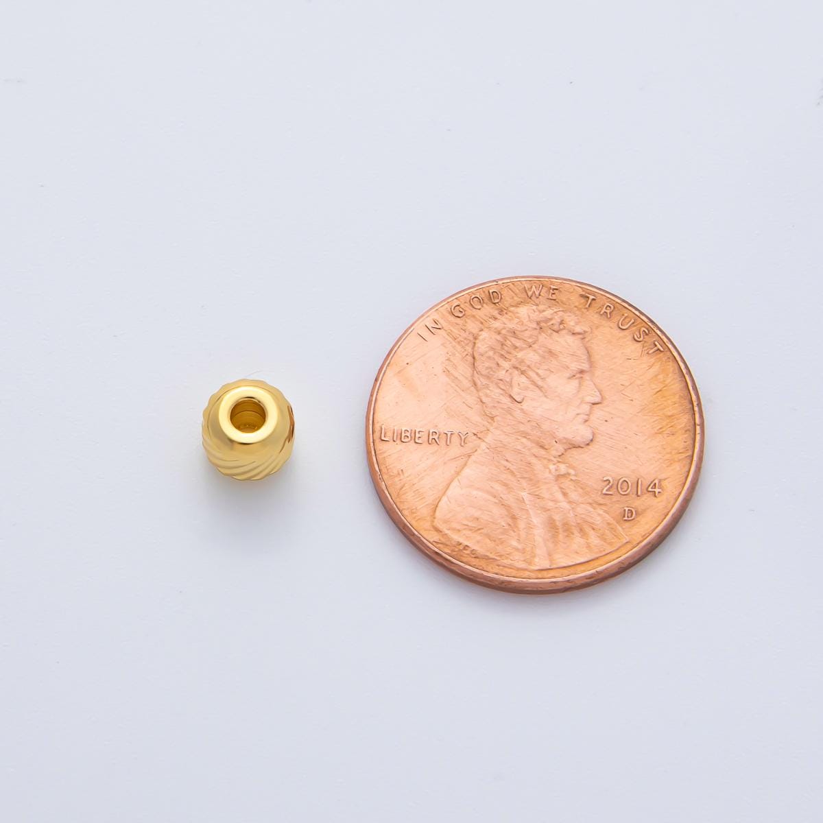 Gold 4.5mm Revolving Pattern Tiny Rondelle Minimalist Spacer Bead in Gold & Silver 10pcs | B066