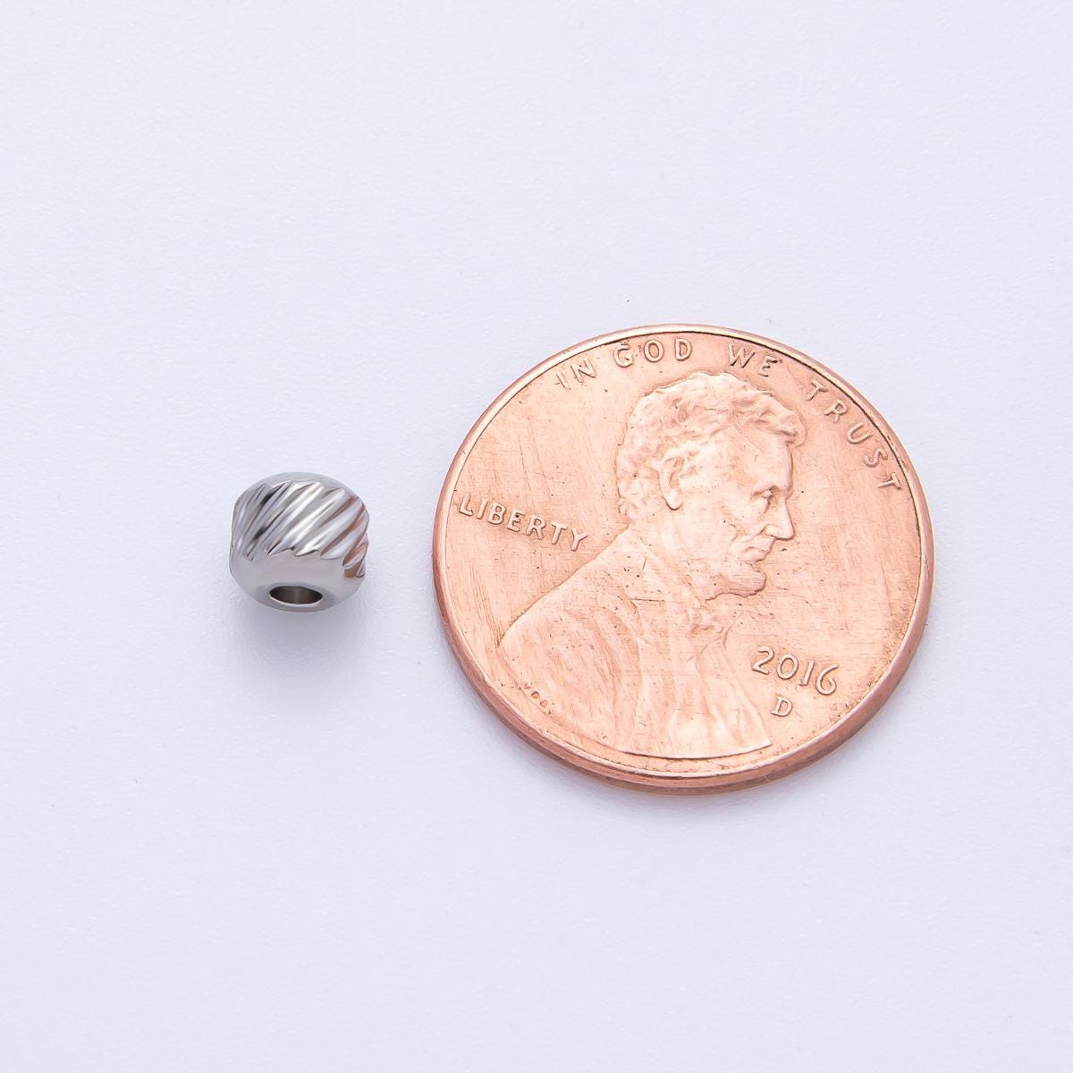 Gold 4.5mm Revolving Pattern Tiny Rondelle Minimalist Spacer Bead in Gold & Silver 10pcs | B066