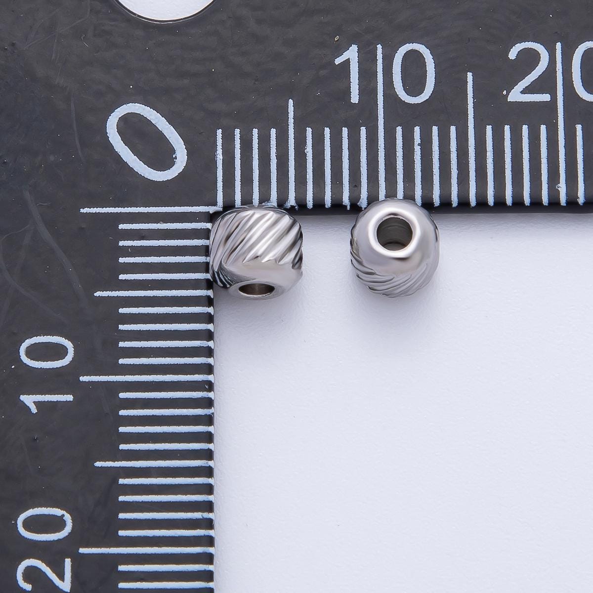 Gold 4.5mm Revolving Pattern Tiny Rondelle Minimalist Spacer Bead in Gold & Silver 10pcs | B066