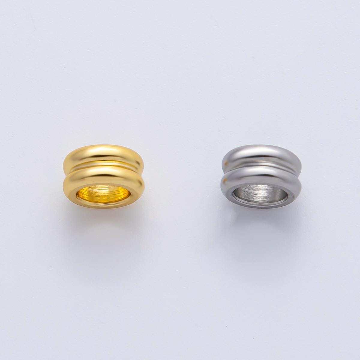 Gold 8mm Double Band Tiny Spacer Bead in Gold & Silver 10 pcs | B126