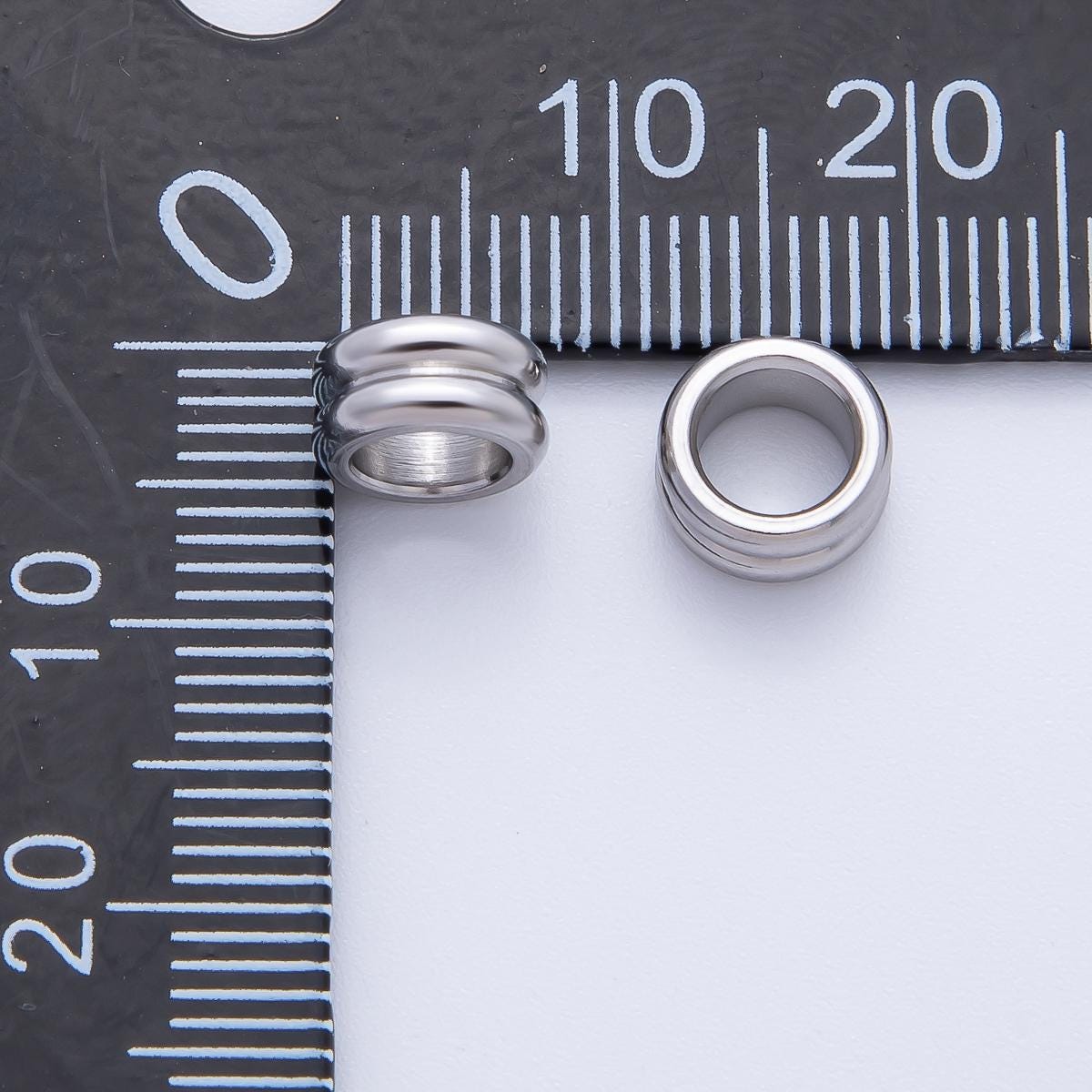 Gold 8mm Double Band Tiny Spacer Bead in Gold & Silver 10 pcs | B126
