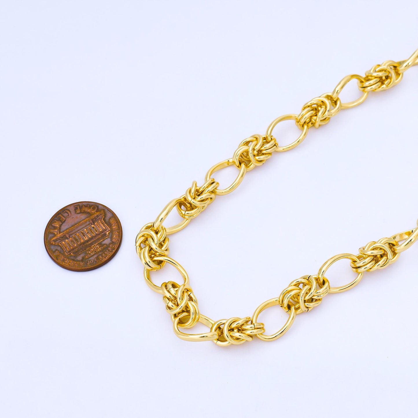 24K Gold Filled 8.6mm Knotted Rope Unfinished Chain by Yard Gold Filled Knotted Rope Chain Jewelry Supply for Jewelry Making ROLL-1743