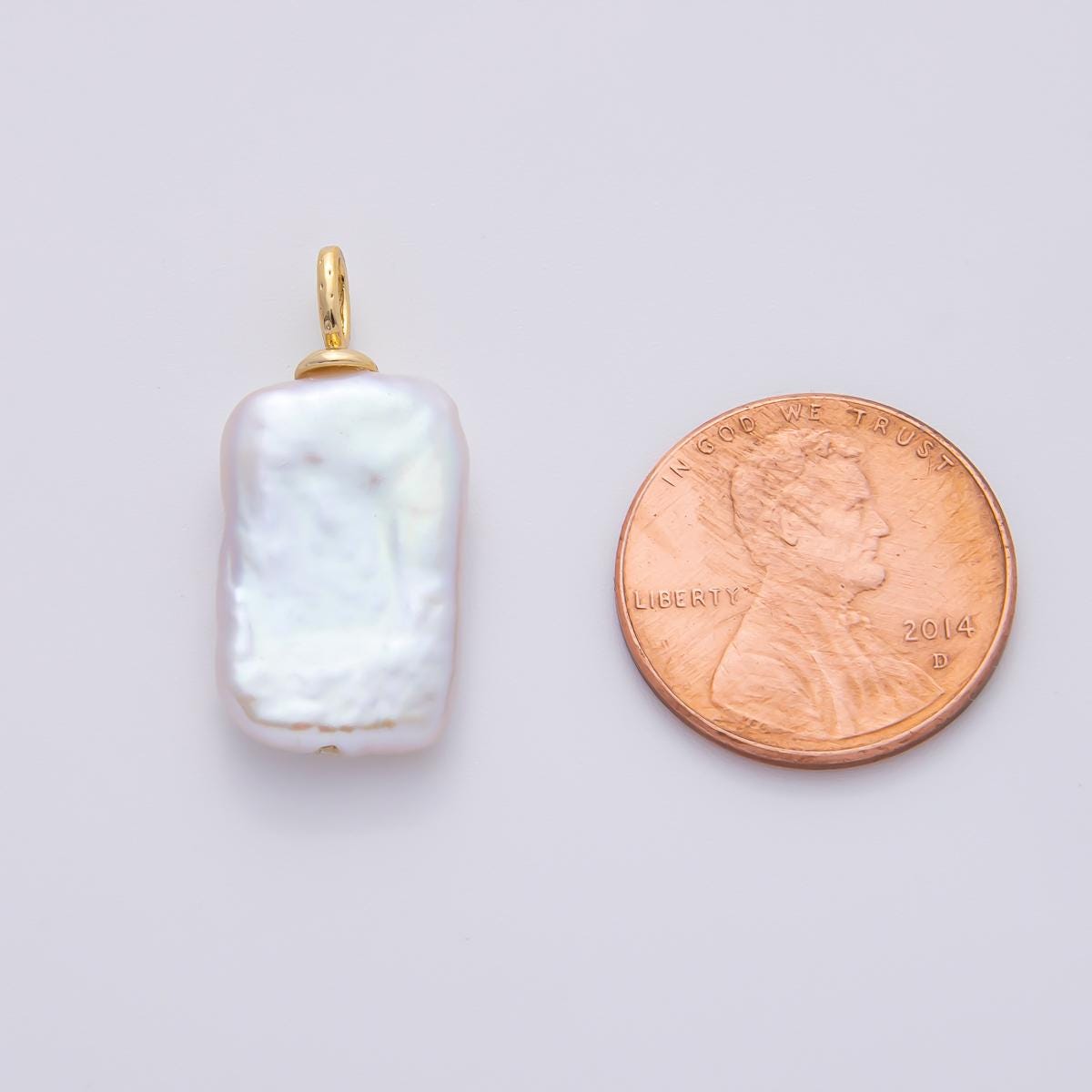 18K Gold Filled 29mm Freshwater Pearl Baroque Natural Form Drop Charm | AF635