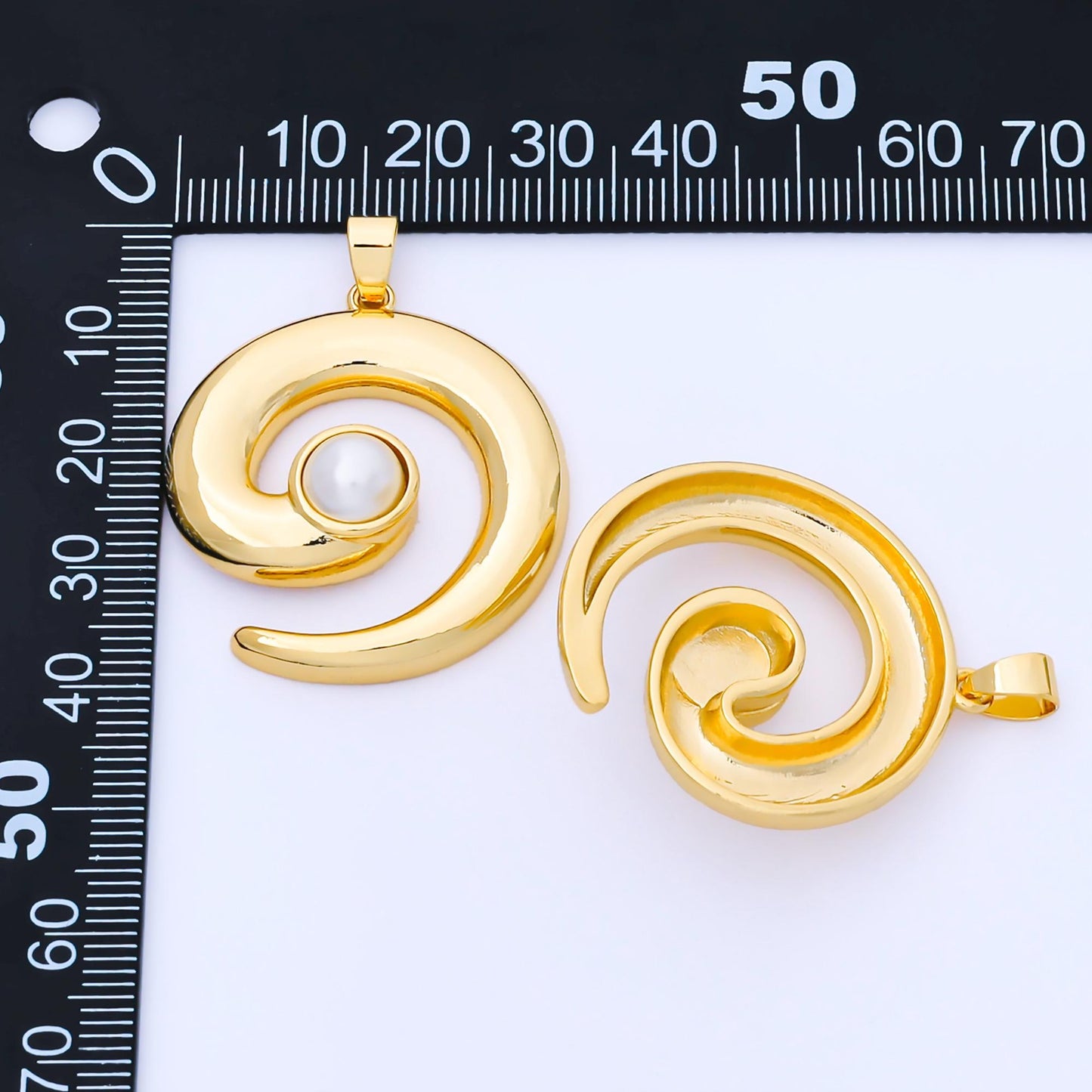 24K Gold Filled 35mm Spiral Pearl Charm Jewelry Charm for necklace and bracelets Charm supply for jewelry making| AA1665