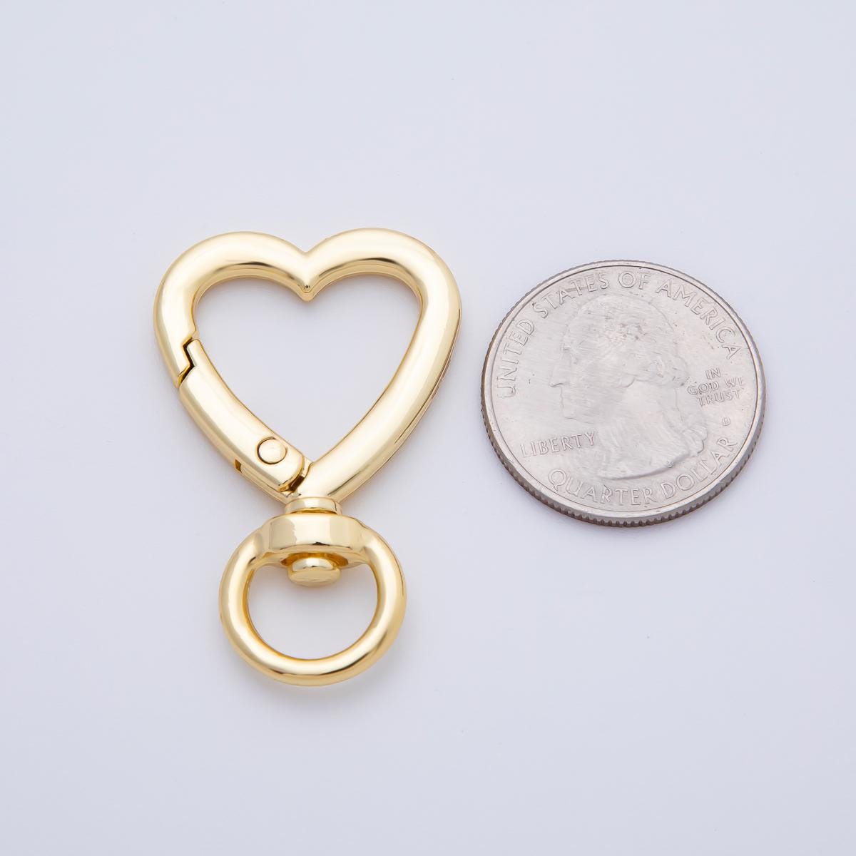 Stainless Steel 41mm Heart-Shaped Push Gate Clasp Open Loop Closure Finding | Z1414