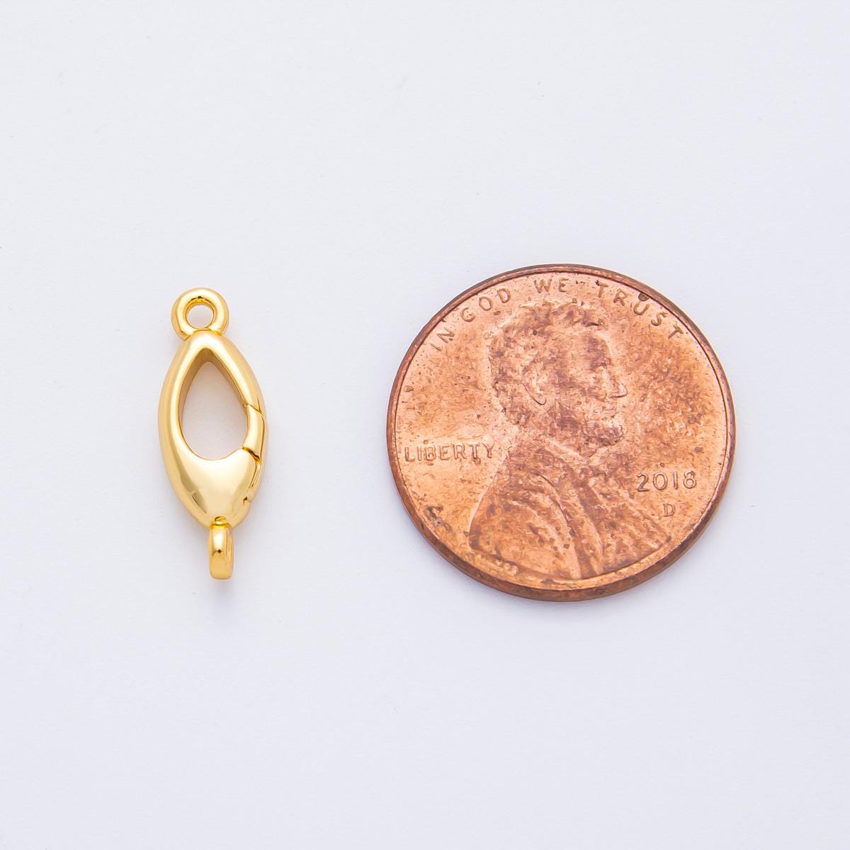 18K Gold Filled 17mm Rhombus Leaf-Like Push Gate Clasp Closure Connector Charm Finding | Z1423